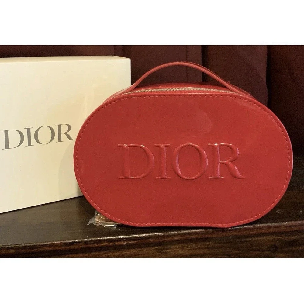 DIOR Beauté Red Patent Leather Cosmetic Bag Pouch w/ Handle 2025 GWP Gift - Picture 3 of 4